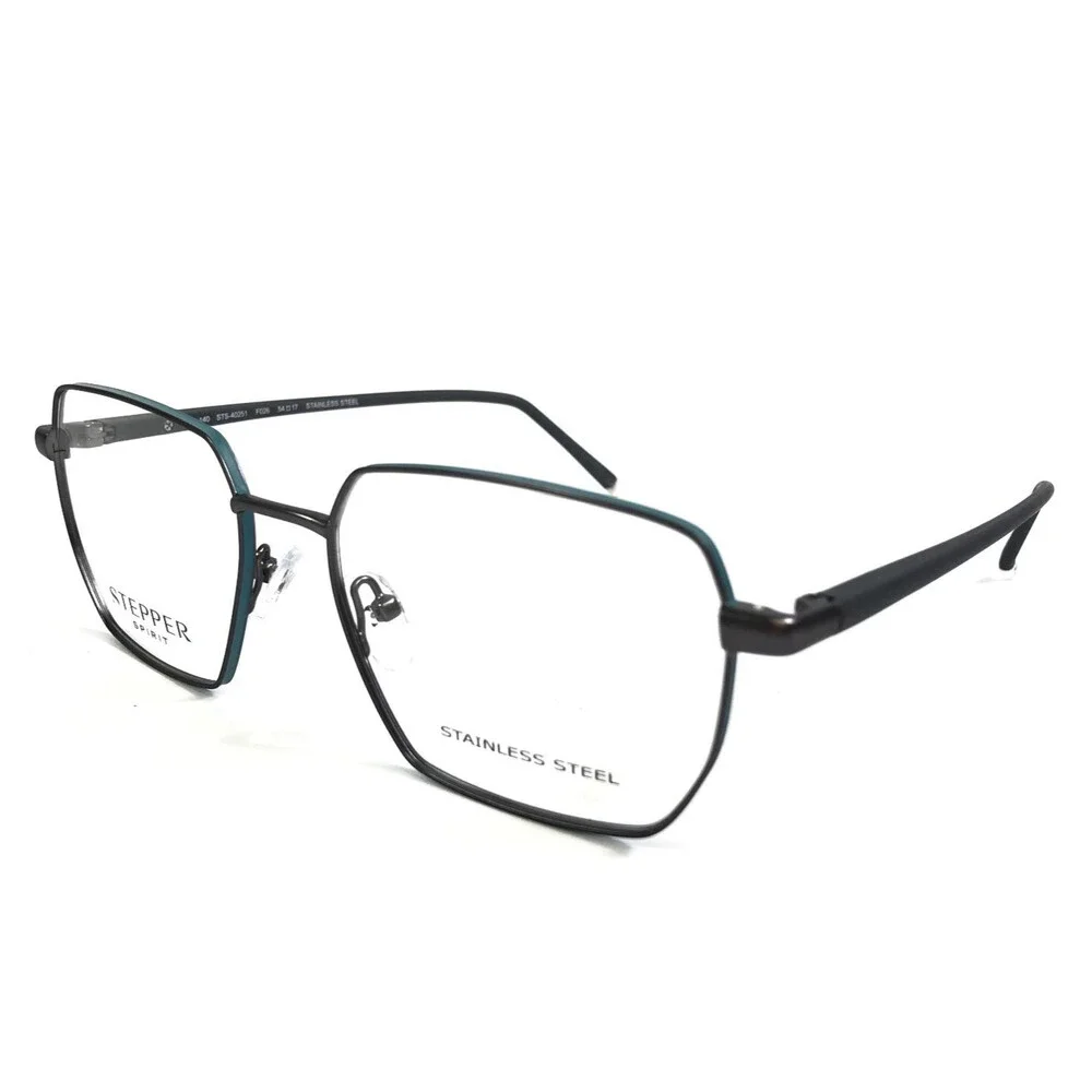 Stepper Eyeglasses Frames STS-40251 F026 Gunmetal Blue Gray Geometric 54-17-140